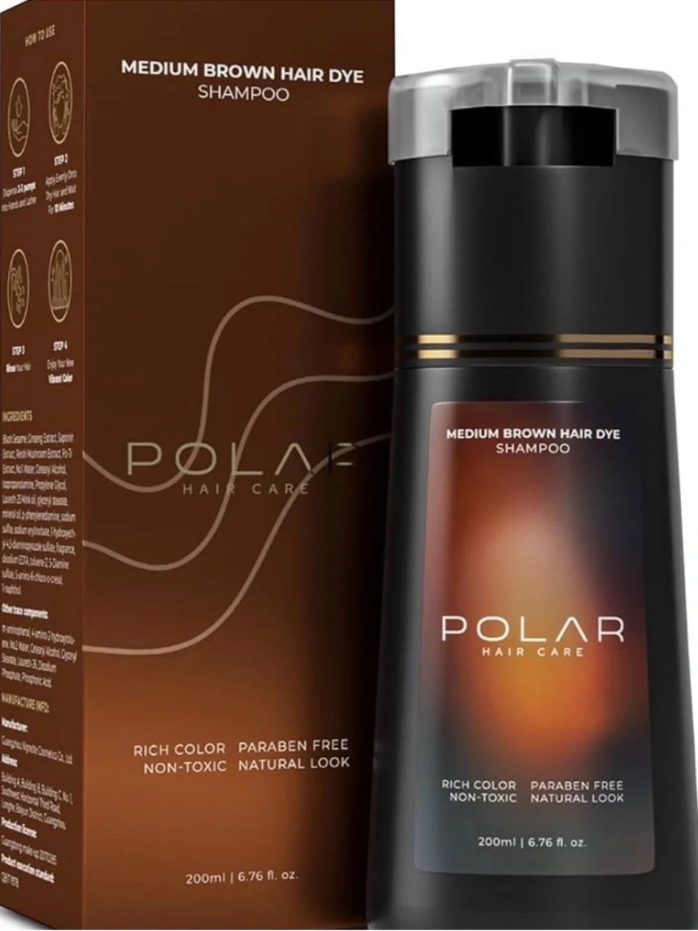 Polar hair care - Medium Brown Hair Dye Shampoo – NWT original packaging